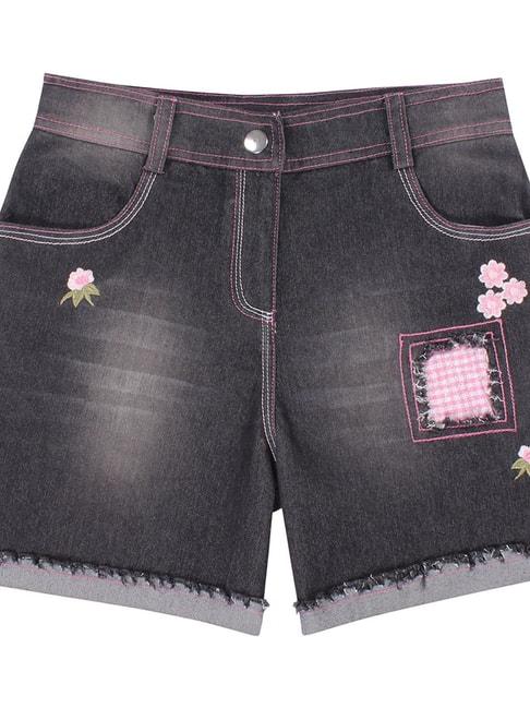 cutecumber-kids-black-embroidered-shorts