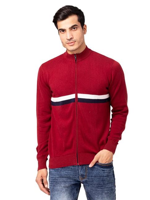 allen-cooper-maroon-regular-fit-striped-sweater