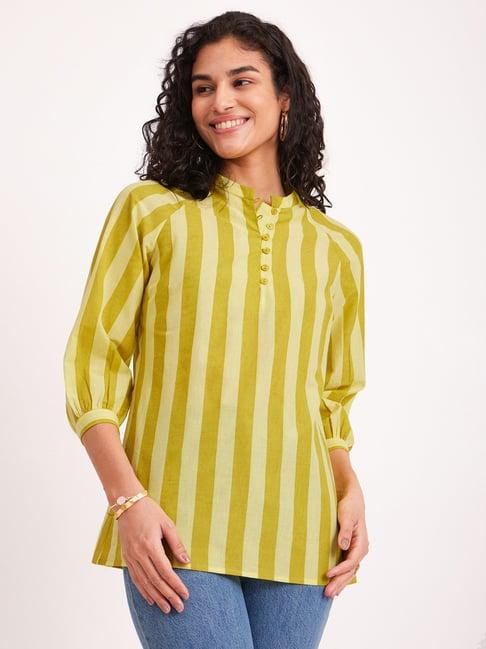 pink-fort-yellow-cotton-striped-top