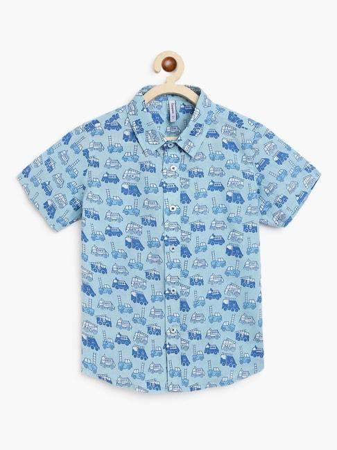 campana-kids-sky-blue-printed-shirt