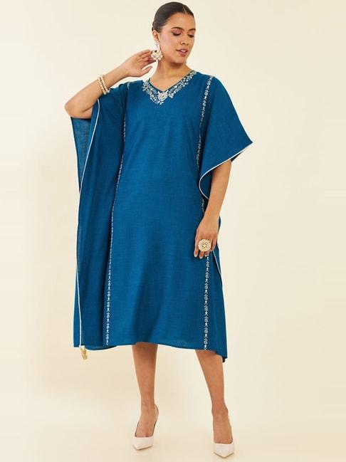 soch-blue-embroidered-a-line-kaftan