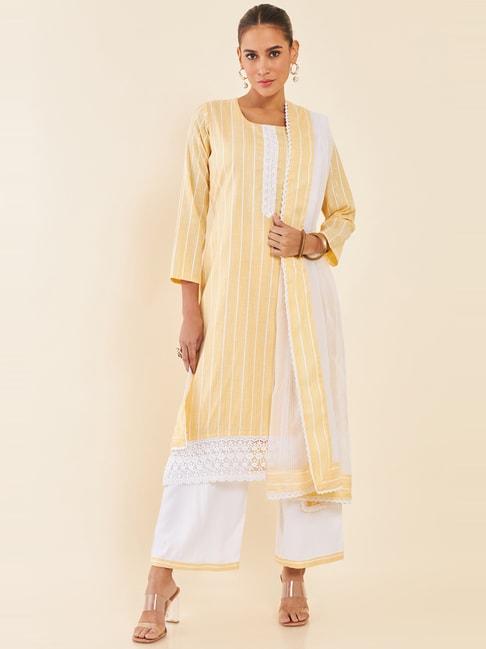 soch-yellow-cotton-striped-unstitched-dress-material