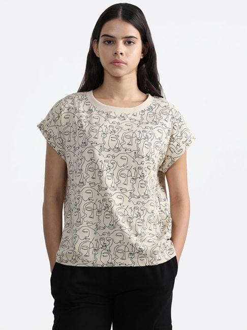 studiofit-by-westside-cream-face-printed-t-shirt