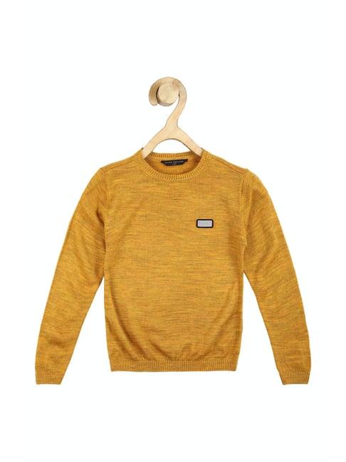 peter-england-kids-yellow-textured-full-sleeves-sweater