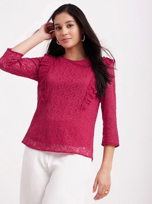 fablestreet-fuchsia-lace-work-top