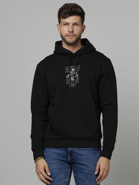 celio*-black-regular-fit-printed-hooded-sweatshirt