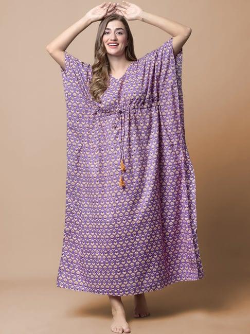 secret-wish-purple-floral-print-kaftan-dress