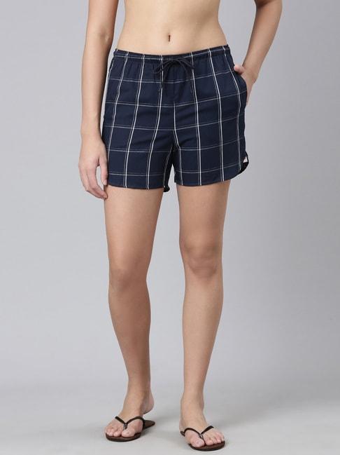 enamor-navy-cotton-printed-shorts