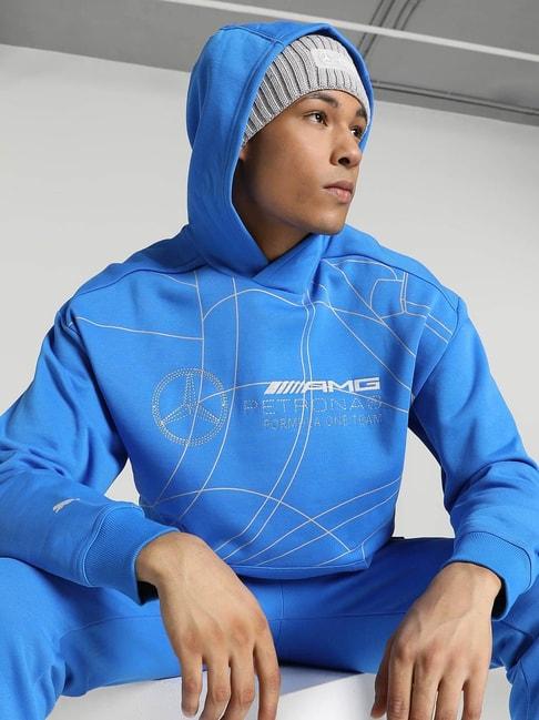 puma-blue-cotton-regular-fit-printed-hooded-sweatshirt