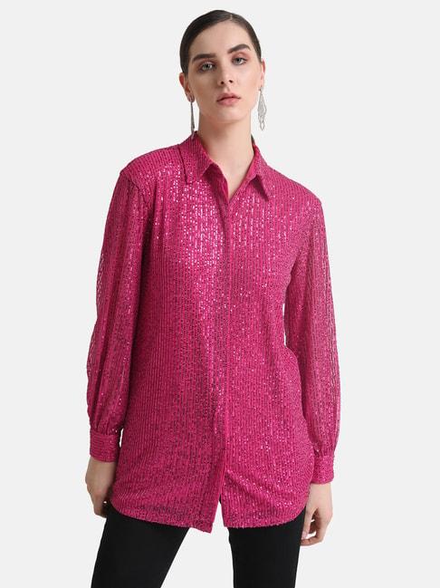 kazo-hot-pink-embellished-shirt