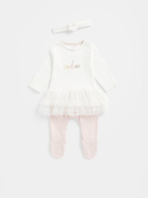 mothercare-kids-white-&-pink-embroidered-full-sleeves-sleepsuit-with-hairband