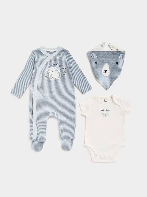 mothercare-kids-blue-&-white-printed-full-sleeves-sleepsuit,-bodysuit-with-bib