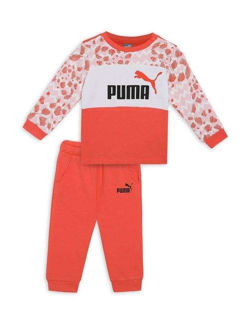 puma-kids-white-&-orange-logo-print-full-sleeves-sweatshirt-with-joggers