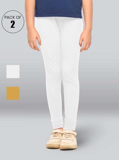 lyra-kids-beige-&-white-skinny-fit-leggings-(pack-of-2)