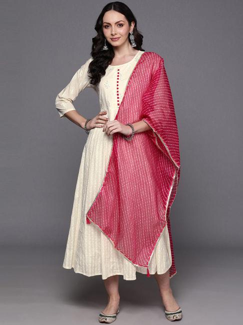 indo-era-off-white-cotton-embellished-maxi-dress-with-dupatta