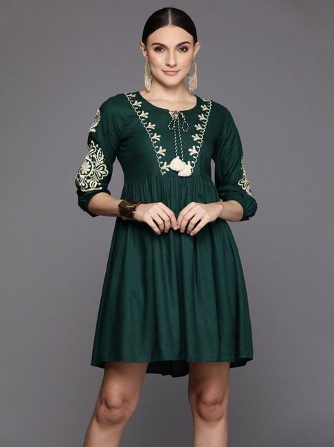 indo-era-green-embroidered-a-line-dress