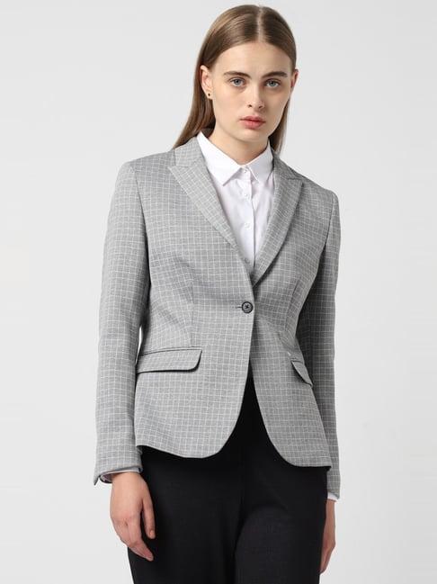 van-heusen-grey-cotton-chequered-blazer