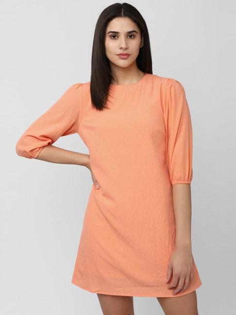 van-heusen-peach-self-pattern-a-line-dress