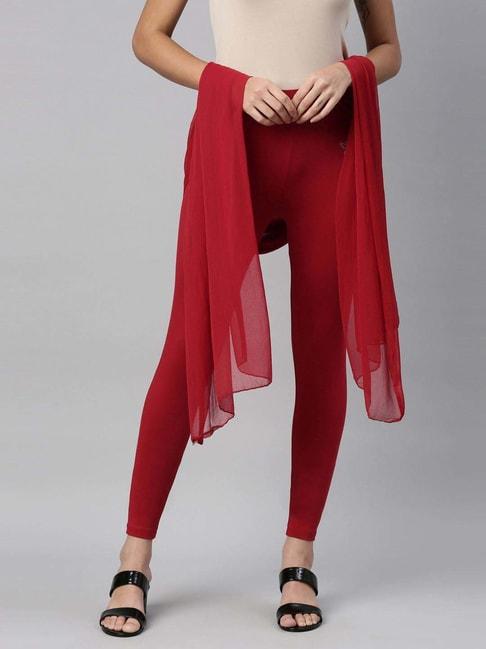 twin-birds-maroon-cotton-ankle-length-leggings-with-dupatta