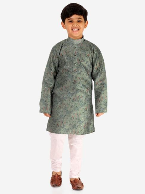 pro-ethic-style-developer-kids-sage-green-&-white-floral-print-full-sleeves-kurta-with-pyjamas