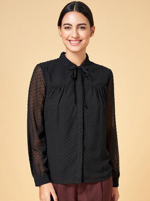 annabelle-by-pantaloons-black-self-pattern-shirt