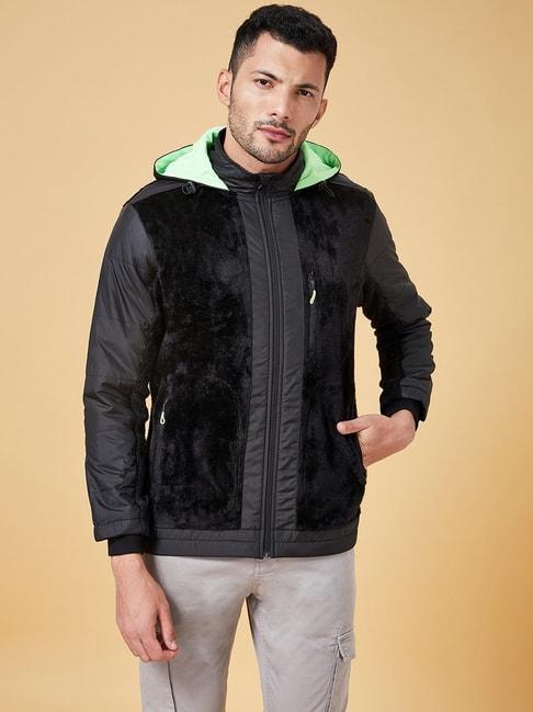 urban-ranger-by-pantaloons-black-regular-fit-texture-hooded-jacket