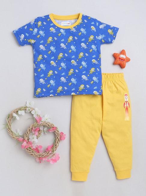 bumzee-kids-blue-&-yellow-printed-t-shirt-with-pyjamas