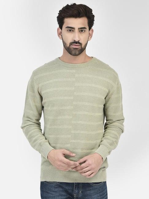crimsoune-club-olive-regular-fit-self-design-cotton-sweater