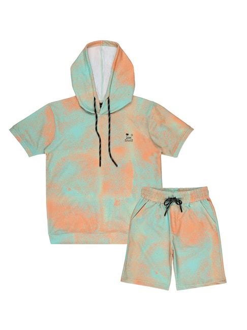 cavio-kids-blue-&-orange-printed-hoodie-with-shorts