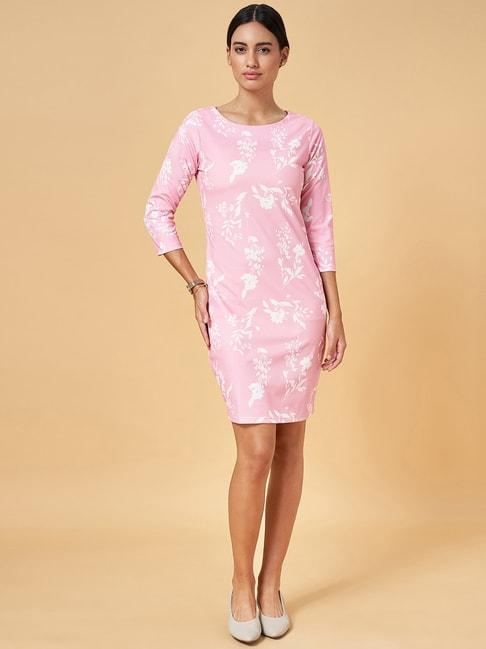 annabelle-by-pantaloons-pink-printed-bodycon-dress