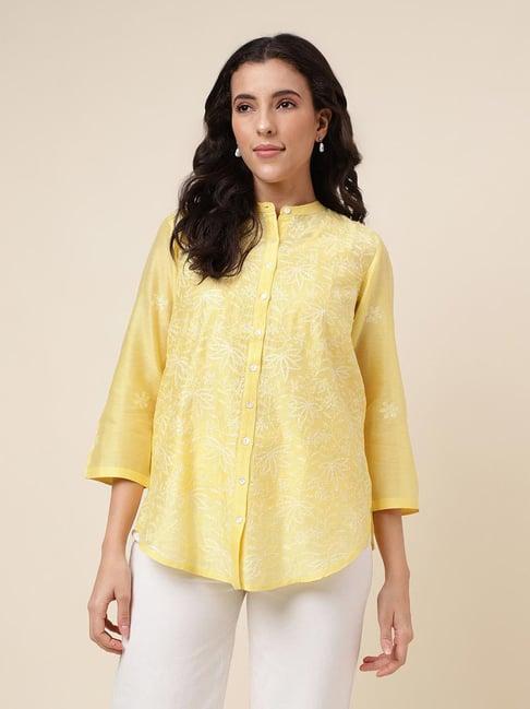 fabindia-yellow-embroidered-tunic-with-inner-slip