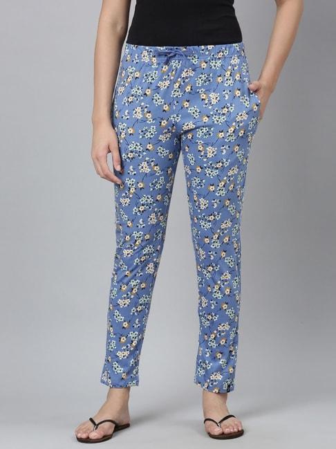 twin-birds-blue-cotton-floral-print-lounge-pants