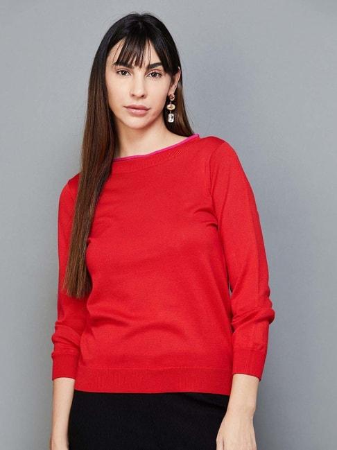 code-by-lifestyle-red-regular-fit-top