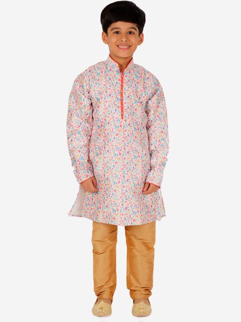 pro-ethic-style-developer-kids-cream-&-beige-floral-full-sleeves-kurta-with-pyjamas