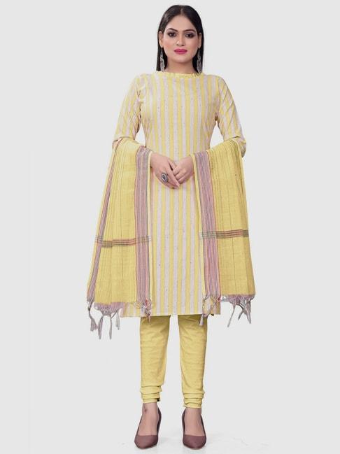 apnisha-yellow-cotton-striped-unstitched-dress-material