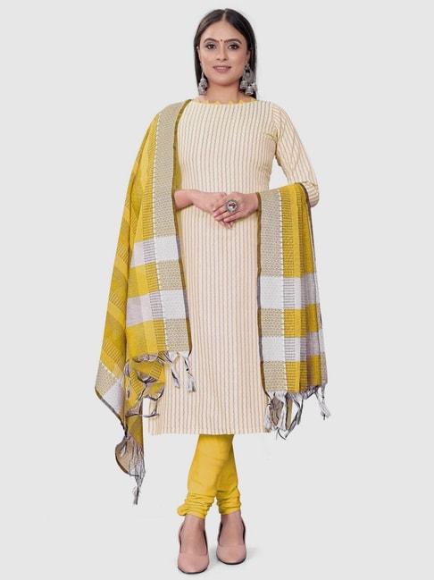 apnisha-white-&-yellow-cotton-striped-unstitched-dress-material