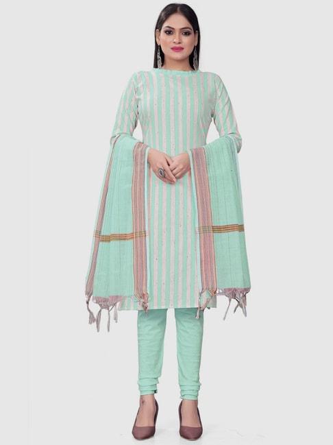 apnisha-green-cotton-striped-unstitched-dress-material