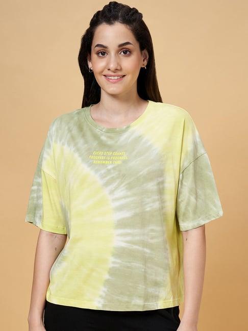 ajile-by-pantaloons-yellow-cotton-printed-sports-t-shirt