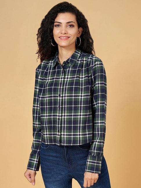 sf-jeans-by-pantaloons-green-cotton-chequered-shirt