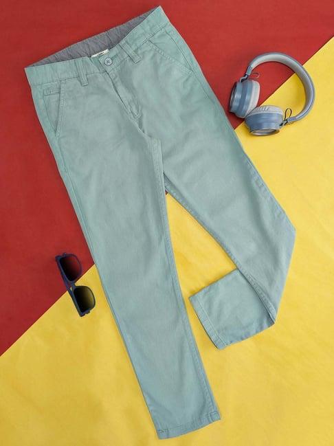 pantaloons-junior-green-cotton-regular-fit-trousers