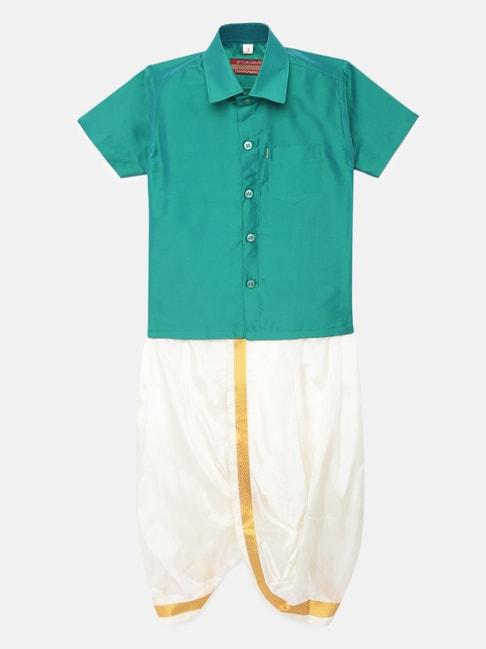 thangamagan-kids-sea-green-solid-shirt-with-panjagajam