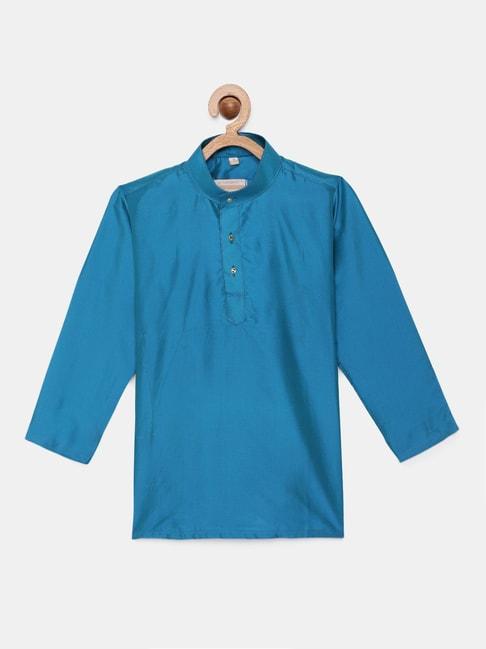 thangamagan-kids-turquoise-solid-full-sleeves-kurta