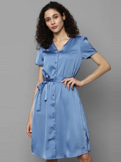 allen-solly-blue-a-line-dress