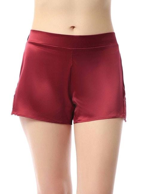 amante-maroon-lace-work-shorts