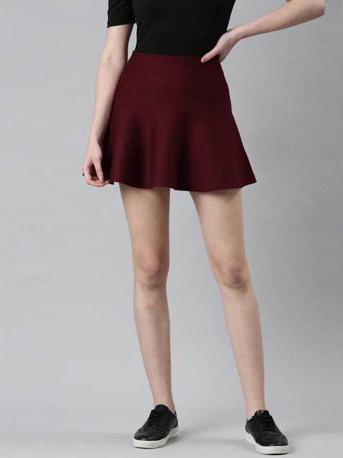 showoff-maroon-mini-skirt