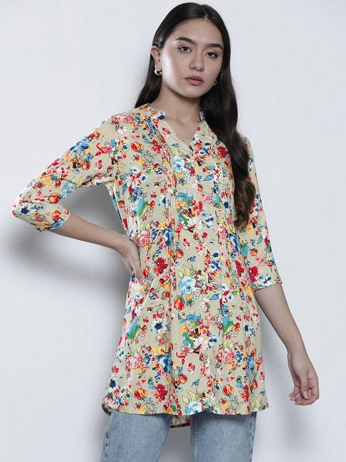 one-femme-multicolor-floral-print-tunic