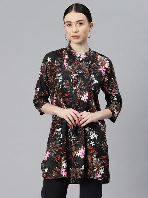 one-femme-black-floral-print-tunic