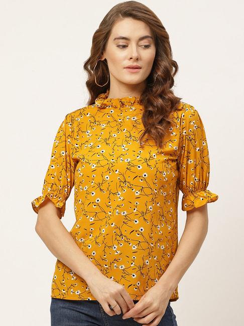 one-femme-mustard-printed-top