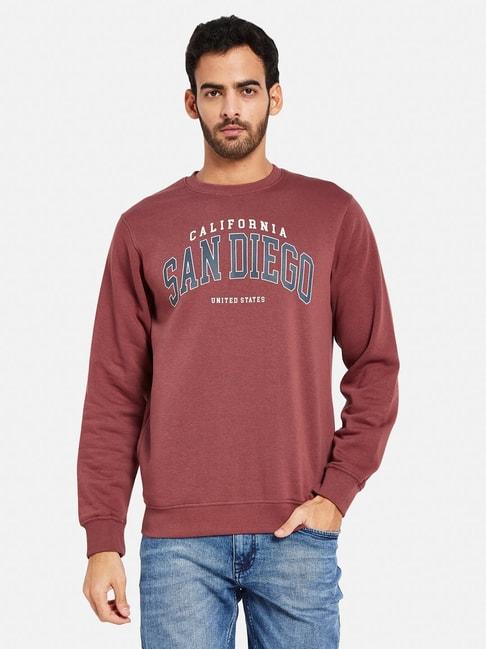 octave-maroon-regular-fit-printed-sweatshirt