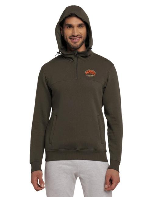 wildcraft-dark-olive-regular-fit-logo-print-hooded-sweatshirt